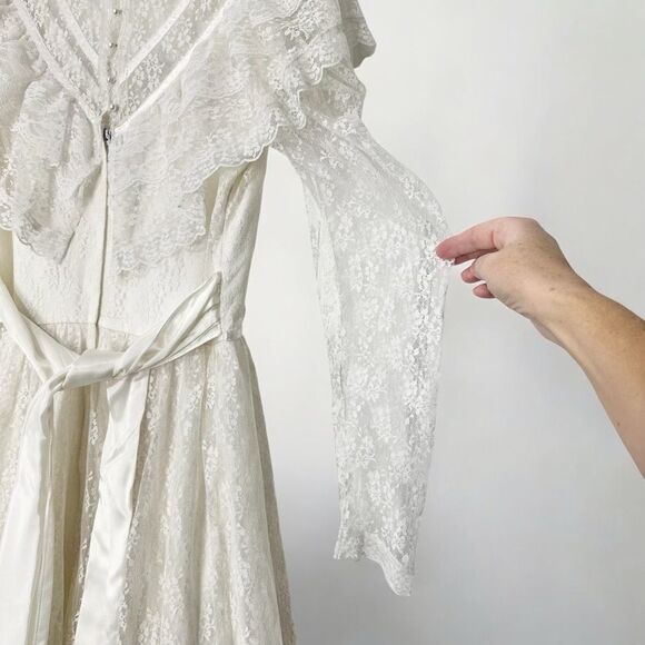 Jessica McClintock Wedding Dress Lace Prairie Dress size 9 - Picture 4 of 16